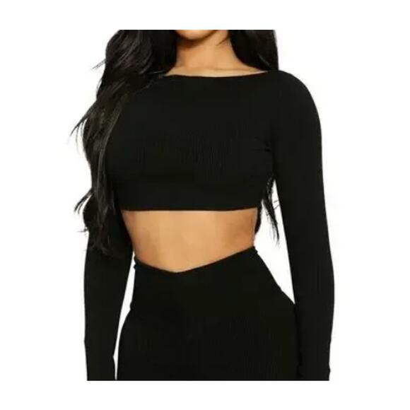 naked wardrobe Tops - Naked Wardrobe Ribbed Crop Shirt